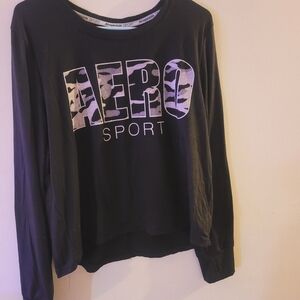 Aeropostale Sport Black Crew Neck Top
